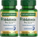 Nature's Bounty Melatonin、100%薬物無料睡眠補助金、栄養補助食品、リラックスと睡眠健康を促進、5mg、90 Softgels(パッケージ2)