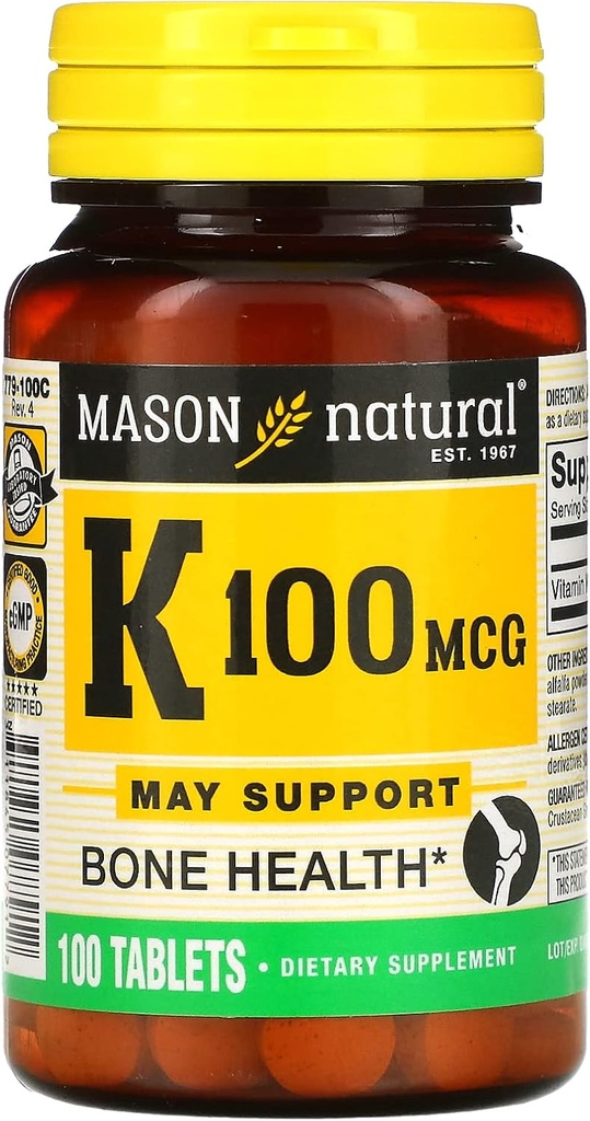 マソンナチュラルビタミンK、100mcg、100錠