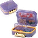 Toplive 7 Compartmentsの携帯用丸薬のオルガナイザー旅行薬の丸薬のオルガナイザー、湿気の証拠の小さい丸薬の場合のポケット丸薬のホールダーの魚油のビタミン、紫色のための毎日の丸薬の容器箱