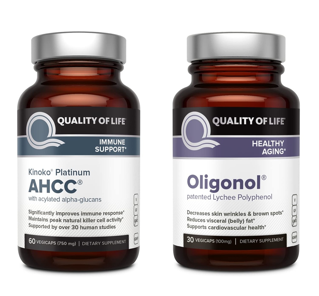 生命のKinokoプラチナAHCC 750のmgおよびOligonol Lycheeのエキスの質-免疫サポート、健康な老化のため