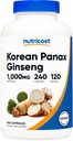 Nutricost韓国のGinseng 1000mgのサービング、240のカプセル-カプセルごとの500mg、120のサービング-韓国Panaxの赤いGinseng-グルテンフリー及び非GMO