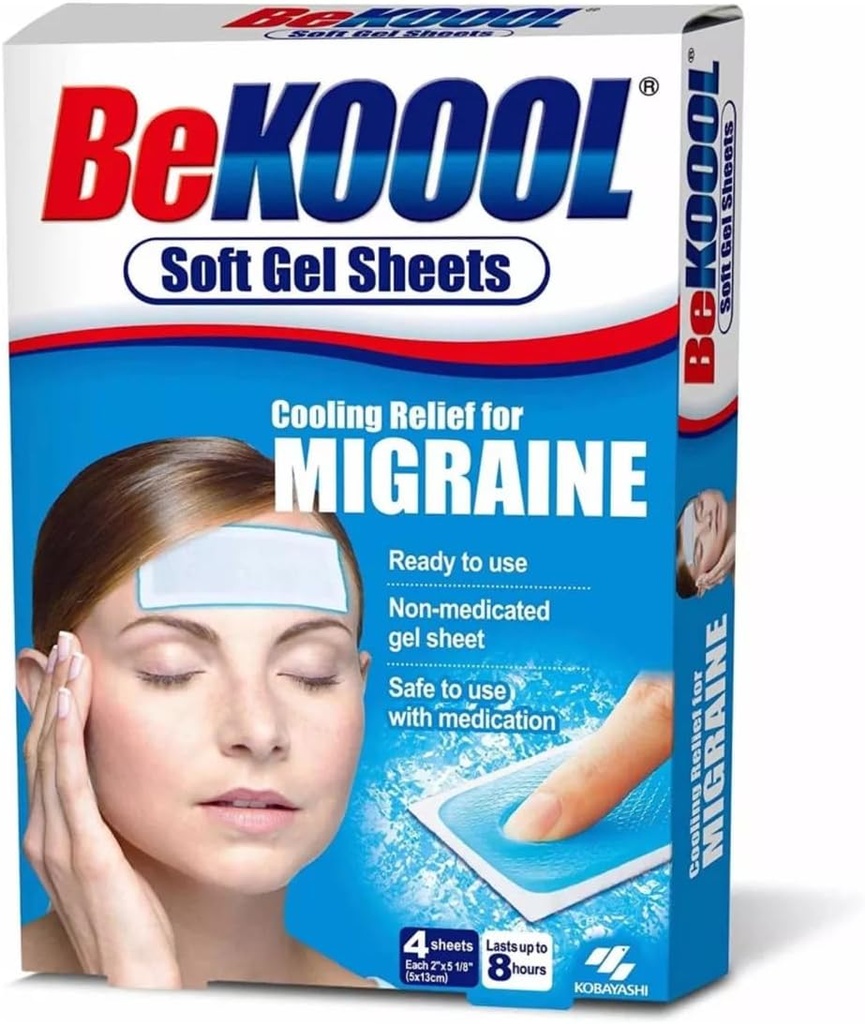 Migraine、柔らかいゲル シート、4枚のシート(4枚のパック)のためのKooolの冷却の救助をして下さい