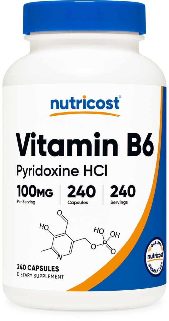 NutricostのビタミンB6 (ピリドキシンHCl) 100mg、240のカプセル