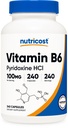 NutricostのビタミンB6 (ピリドキシンHCl) 100mg、240のカプセル