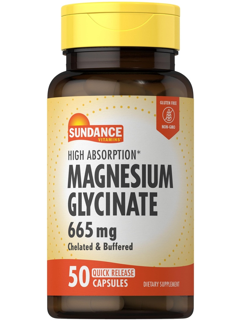 サンダンスマグネシウム グリシナートカプセル | 665 mg | 50 クイックリリースピル | 非GMOとグルテンフリーサプリメント