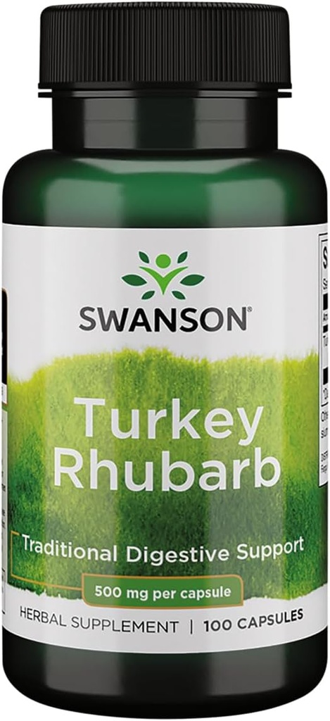 スワンソントルコRhubarb - 消化器サポートと消化管の健康 - ナチュラルフォーミュラ - (100カプセル、500mg各)