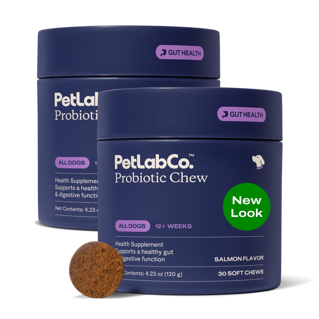 PetLab Co. 犬のためのプロバイオティクス, サポート腸の健康, 時折糖尿病, 消化の健康 & 季節のアレルギー - サーモン風味 - 包装 5 月 Vary - 30 柔らかい咀嚼パック 2