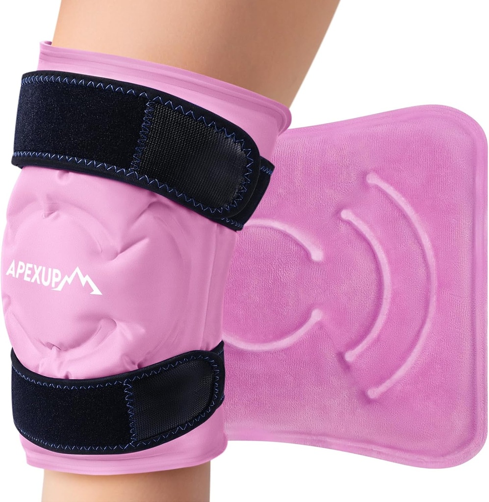 膝の痛みの軽減のためのAPEXUPのアイスパック、外科の後の大きい再使用可能な覆い、傷害のための適用範囲が広いゲルの冷たいパック、背部のための痛みの軽減、肩、肘、足首および足(ピンク、L、1PK)