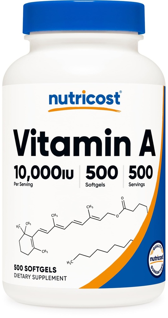 NutricostビタミンA 10,000 IU、500 Softgelカプセル