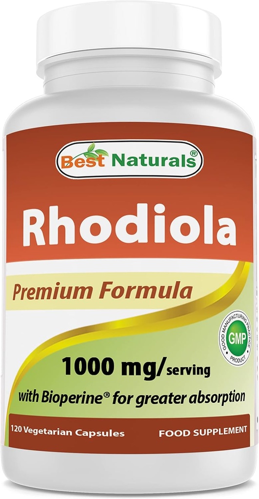 Best Naturals Rhodiola with Bioperine 1000mg Serving - 120 Veggie Capsules