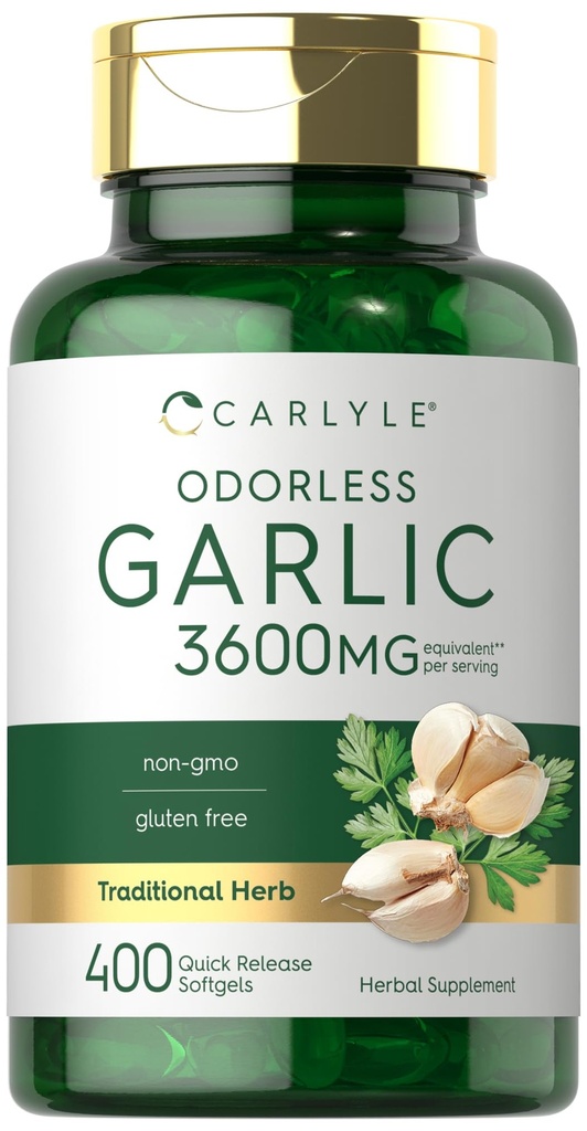 カーライル無臭のニンニクのSoftgels 3600のmg   400の計算 アリウムのサチリウムの球根 非GMOのグルテンフリーの補足