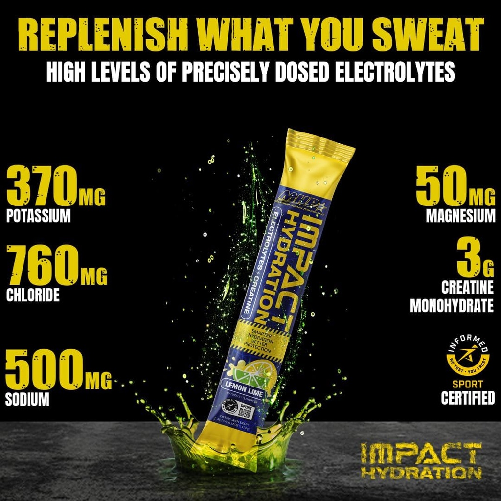 MHPの影響のHydrationの電解物のクレアチンのスポーツの飲み物の棒のパック、人工的な甘味料か色、性能、回復、レモン ライム、14の計算