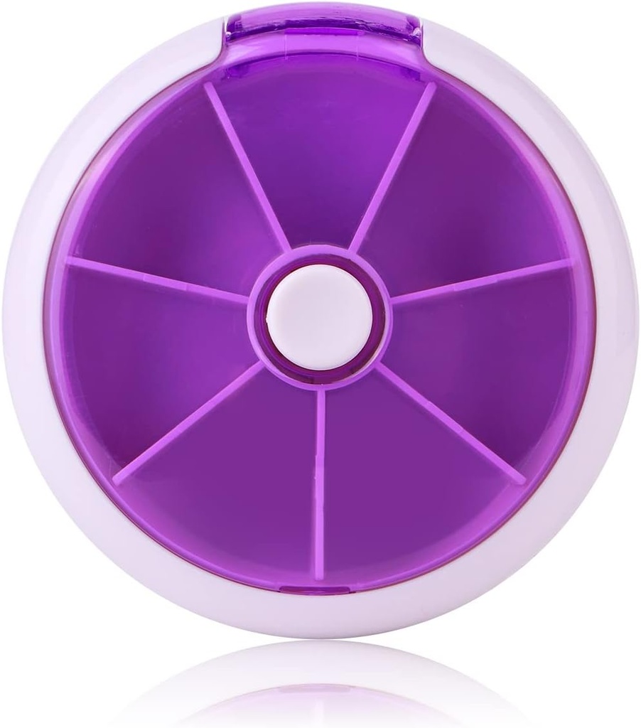 Creative Portable Mini 7 Day Weekly Circular Shape Rotary Cute Fruit Style Pill Storage Case Box (Purple)