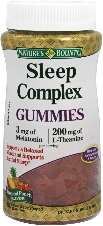 Nature's Bounty Sleep Complex Gummies 60ct, 3 ミリグラム Melatonin, 200ミリグラム L-テアニン ガミー (2 パック)