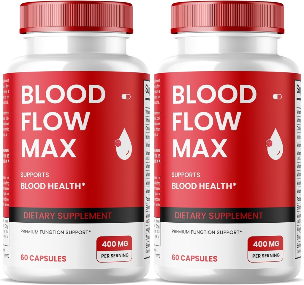 Blood Flow Max Capsules, Blood Flow Max Advanced Formula Blood Support, Maximum Strength Supplement for Healthy Blood Circulation, All Natural Vitamin Pills for Overall Wellness - 2 Pack