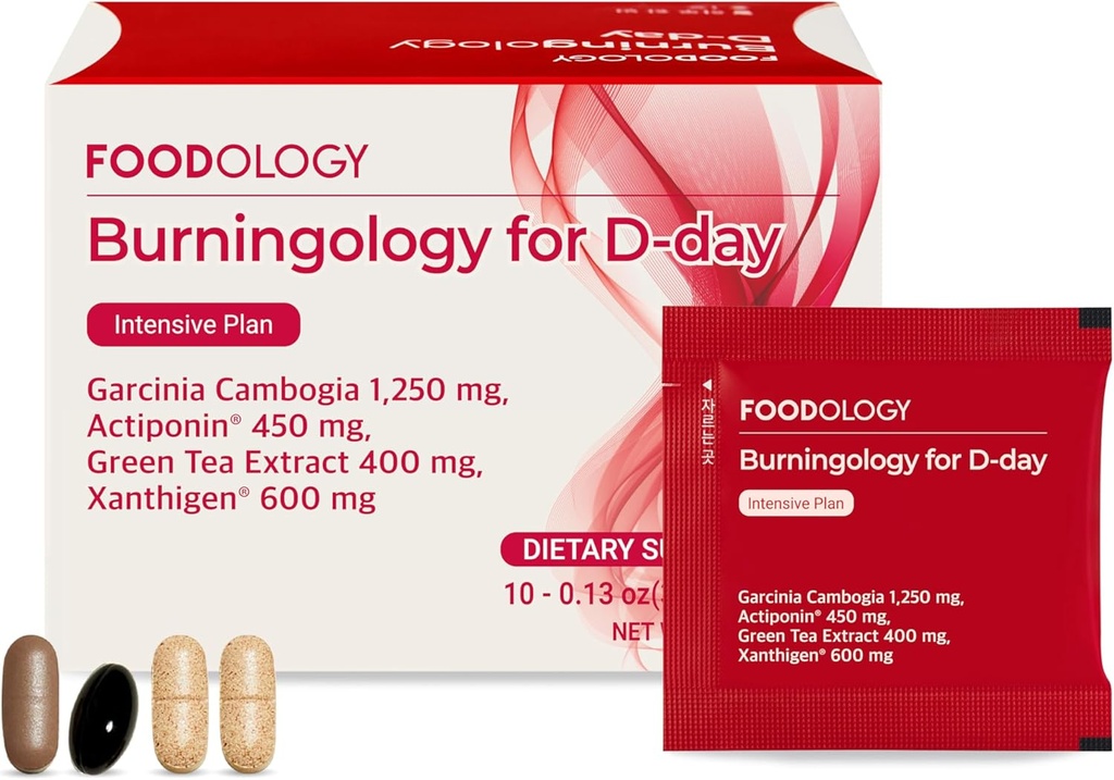 FOODOLOGY Burningology D-Day、女性&男性のための食欲抑制剤、ブースト気分、サポート減量とカロリー、ガルシニアカンボジアサプリメント、グリーンティーエキス - 10パケット