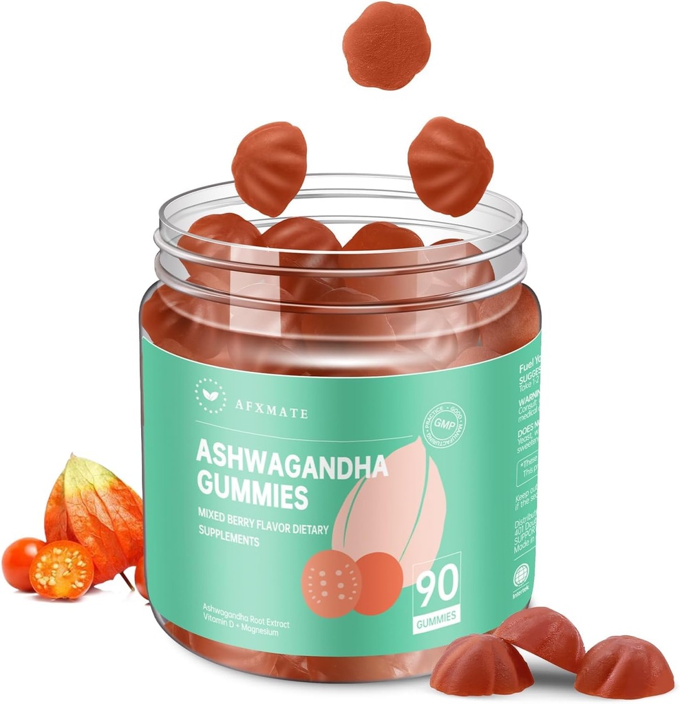 AFXMATE Ashwagandha Gummies のための 女性 砂糖 無料, Ashwagandha サプリメント Gummy と マグネシウムビーガン (90 カウント)