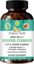 Super Greens Total Gut Health, Digestion &amp; Colon Cleanse Supplement - All in One Organic superfoods, Turmeric, Papaya, Chlorophyll, Moringa, Psyllium Husk, Triphala, Digestive Enzymes – 60 Capsules