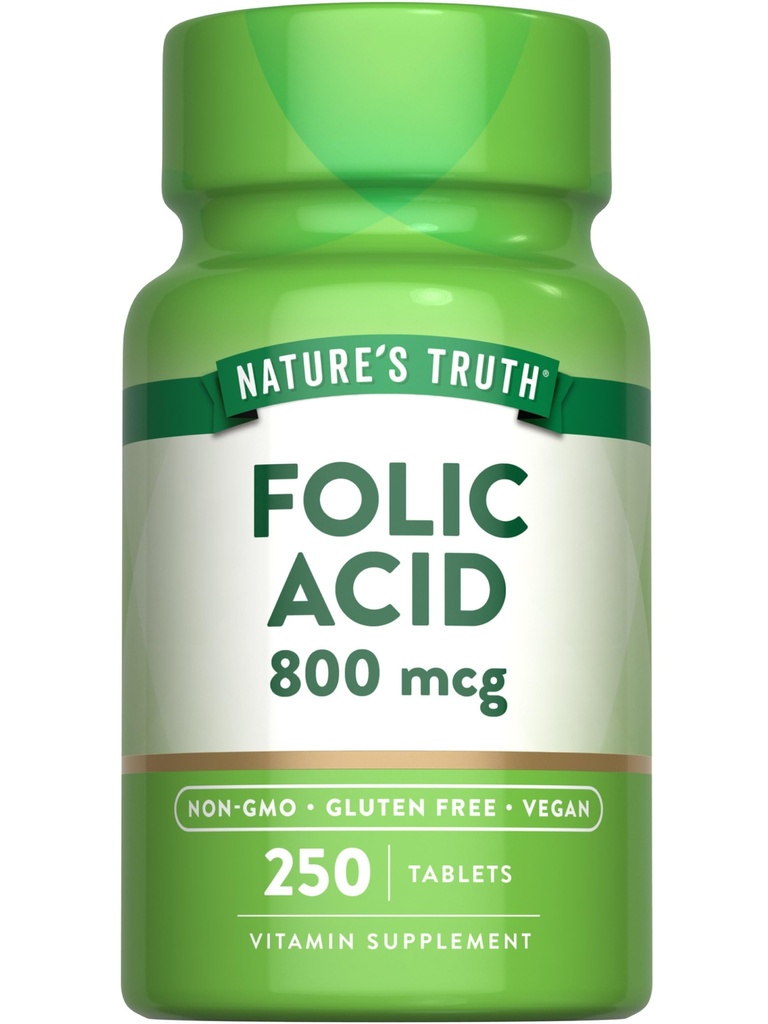 自然の真理の葉酸 | 800 mcg | 250錠 | ヴィーガン・非GMO・グルテンフリーサプリメント