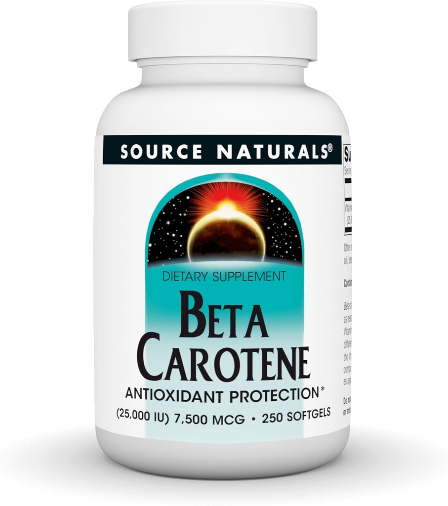 Source Naturals Beta Carotene 25000 iu Antioxidant Protection - Converted by Body to Vitamin A - 250 Softgels