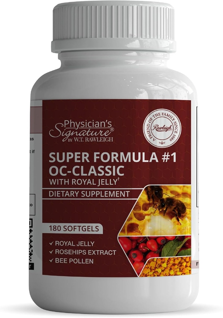 Rawleigh Super Formula No.1 OC-Classic: 180 Softgels with Royal Jelly & Bee Pollen Combined with Rosehips, Alpha lipoic Acid, & Vitamin B12, Non-GMO Supplement for Heart Health & Immune Support