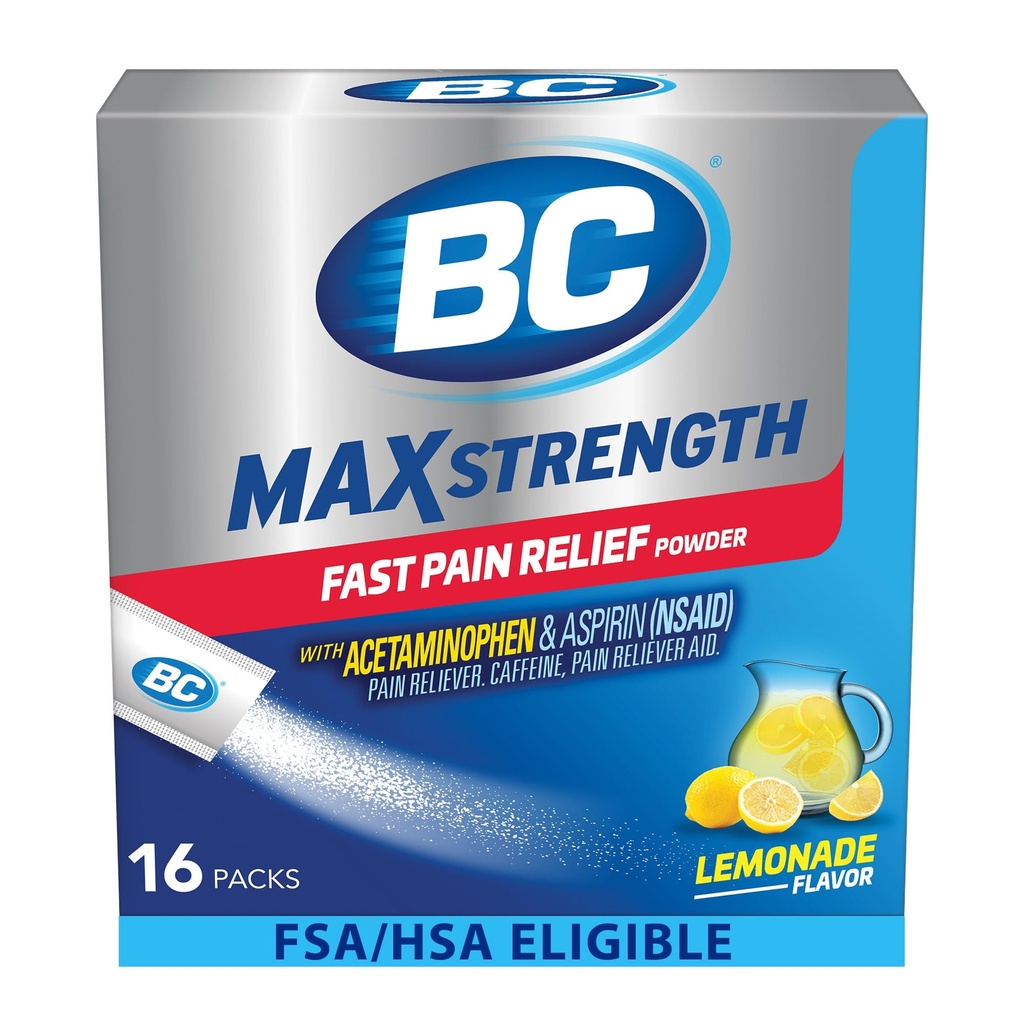BC MAXの強さの速い痛みの軽減の粉、Lemonadeの味のアスピリン500mgおよびアセトアミノフェン500mgの分解のパック、16の計算