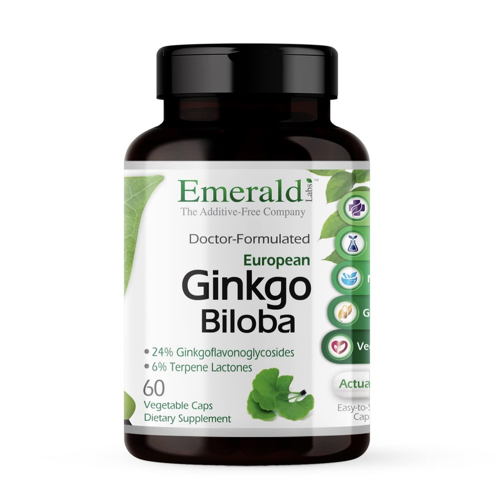EMERALD LABS の inkgo の Biloba のエキス - 脳の健康の補足 - 提供の酸化防止及びエネルギー サポート - 60 野菜カプセル(30 日の供給)