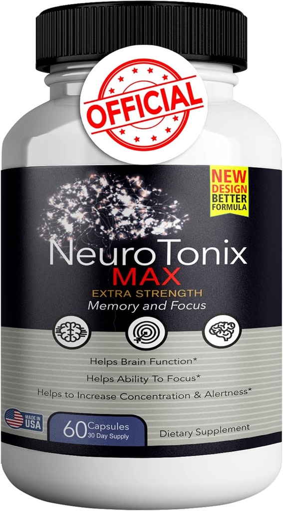 NeuroTonix Brain Support Supplement Enhance Memory & Focus Clear Brain Fog & Boost Cognitive Function 60 Natural Capsules Healthy Brain