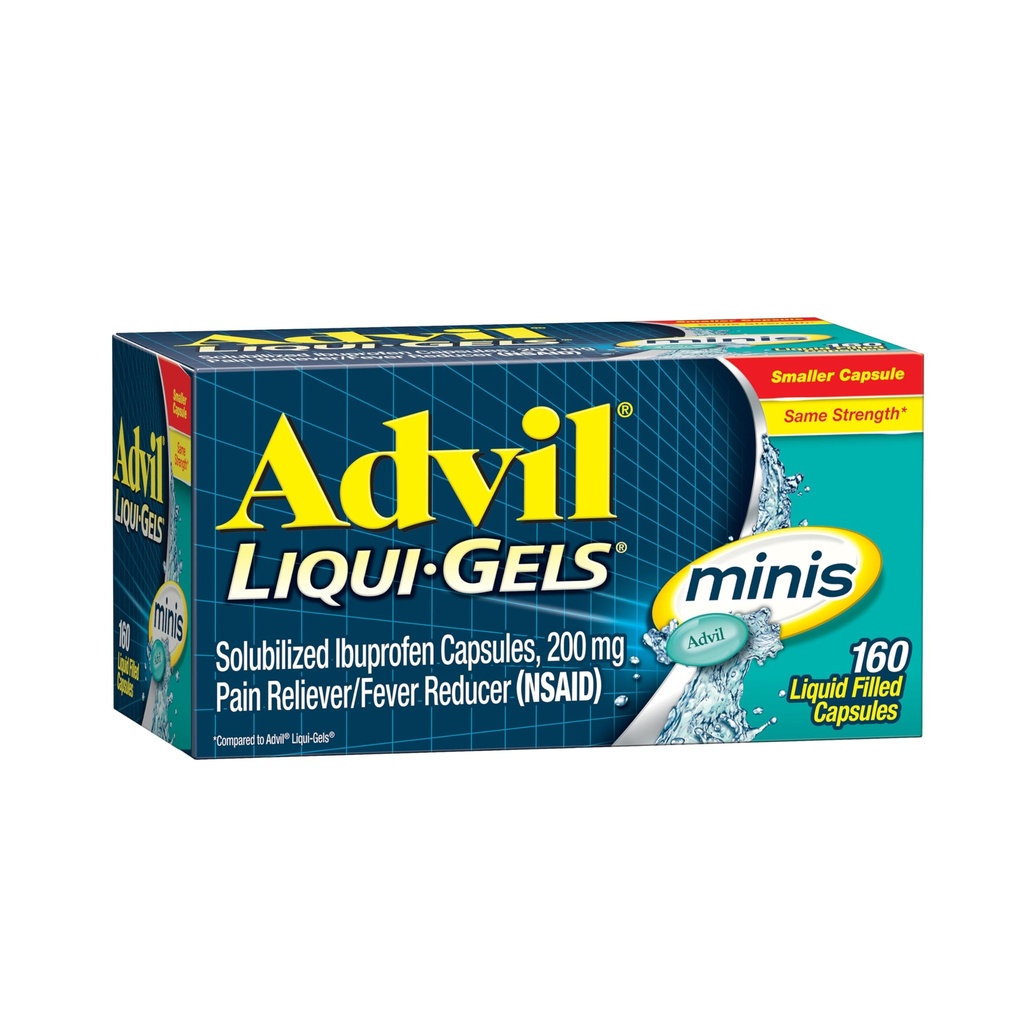Advil Liqui-Gelsの小型の苦痛Relieverおよびレバーの減力剤、痛みの軽減のためのIbuprofen 200mgの大人のための苦痛薬- 160の液体によって満たされたカプセル