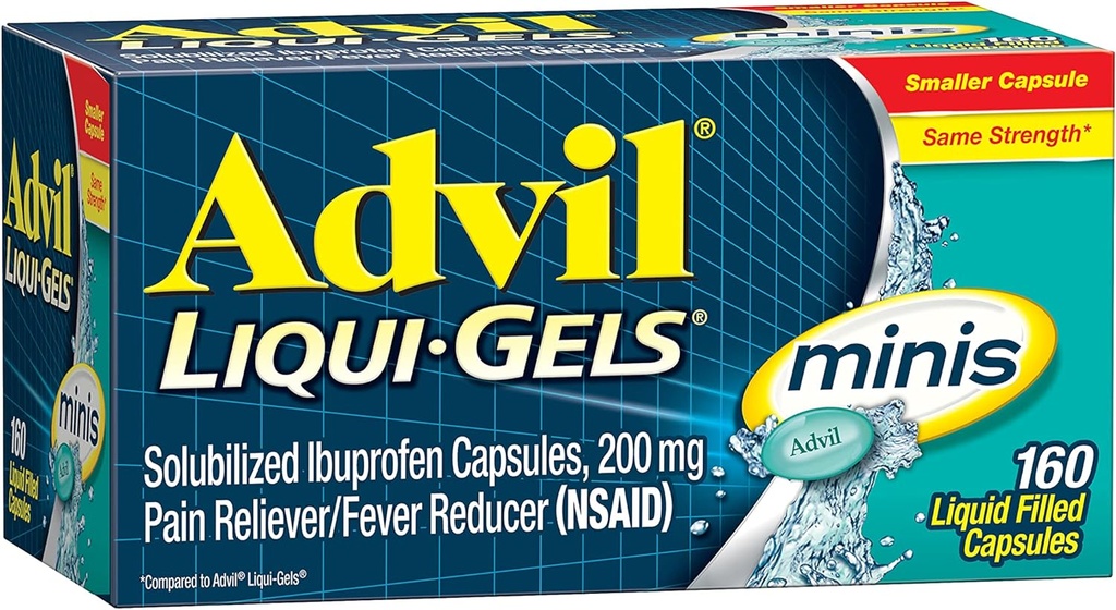 Advil Liqui-Gelsの小型の苦痛Relieverおよびレバーの減力剤、痛みの軽減のためのIbuprofen 200mgの大人のための苦痛薬- 160の液体によって満たされたカプセル