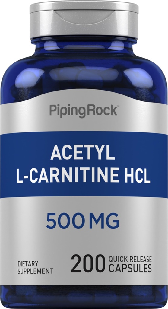 パイピングロックアセチルL-カルニチンHCL | 500mg | 200mgカプセル | 非GMO、グルテンフリーサプリメント