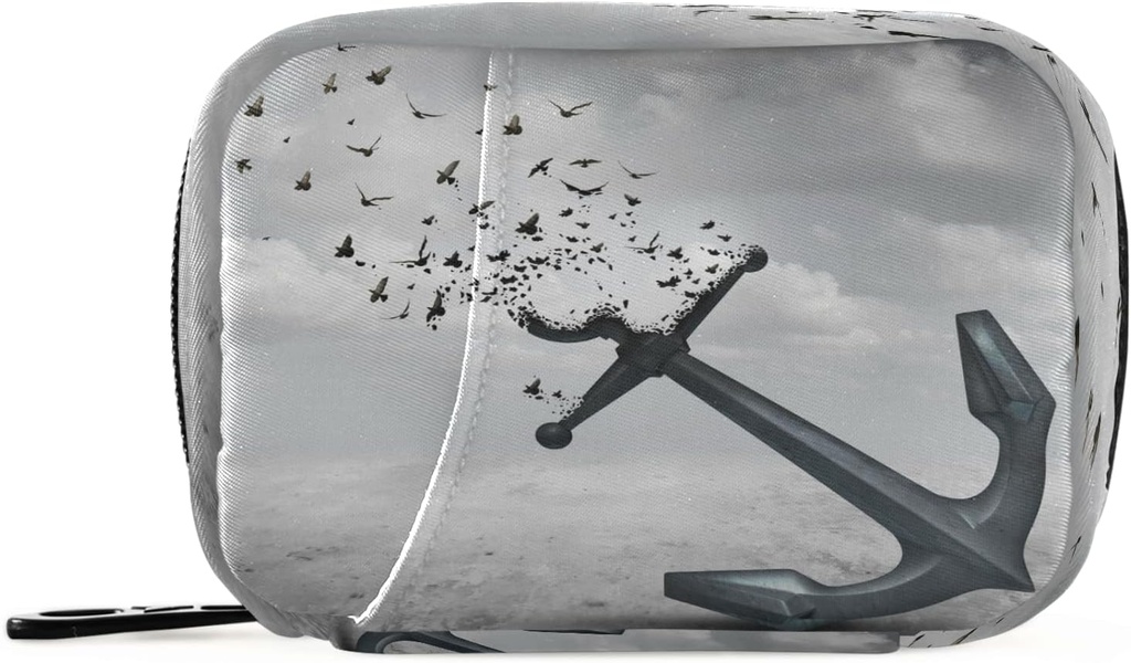 Flying Birds Anchor Pill Box 7 Day Pill Case Travel Pill Organizer Bag with Zipper Portable Weekly Case Compact Size for Vitamin Supplement Holder
