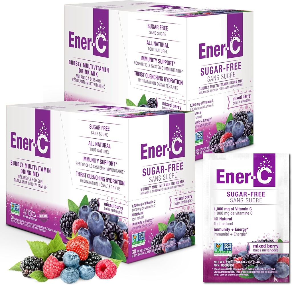 Ener-Cの砂糖の自由なMultivitaminの飲み物の組合せ-水のためのビタミンの粉、Electrolytesの粉無し砂糖、水和のブーストのパケット、ゼロ砂糖、ビタミンC及びB12の補足の液体の組合せ-混合されたベリー、60の計算