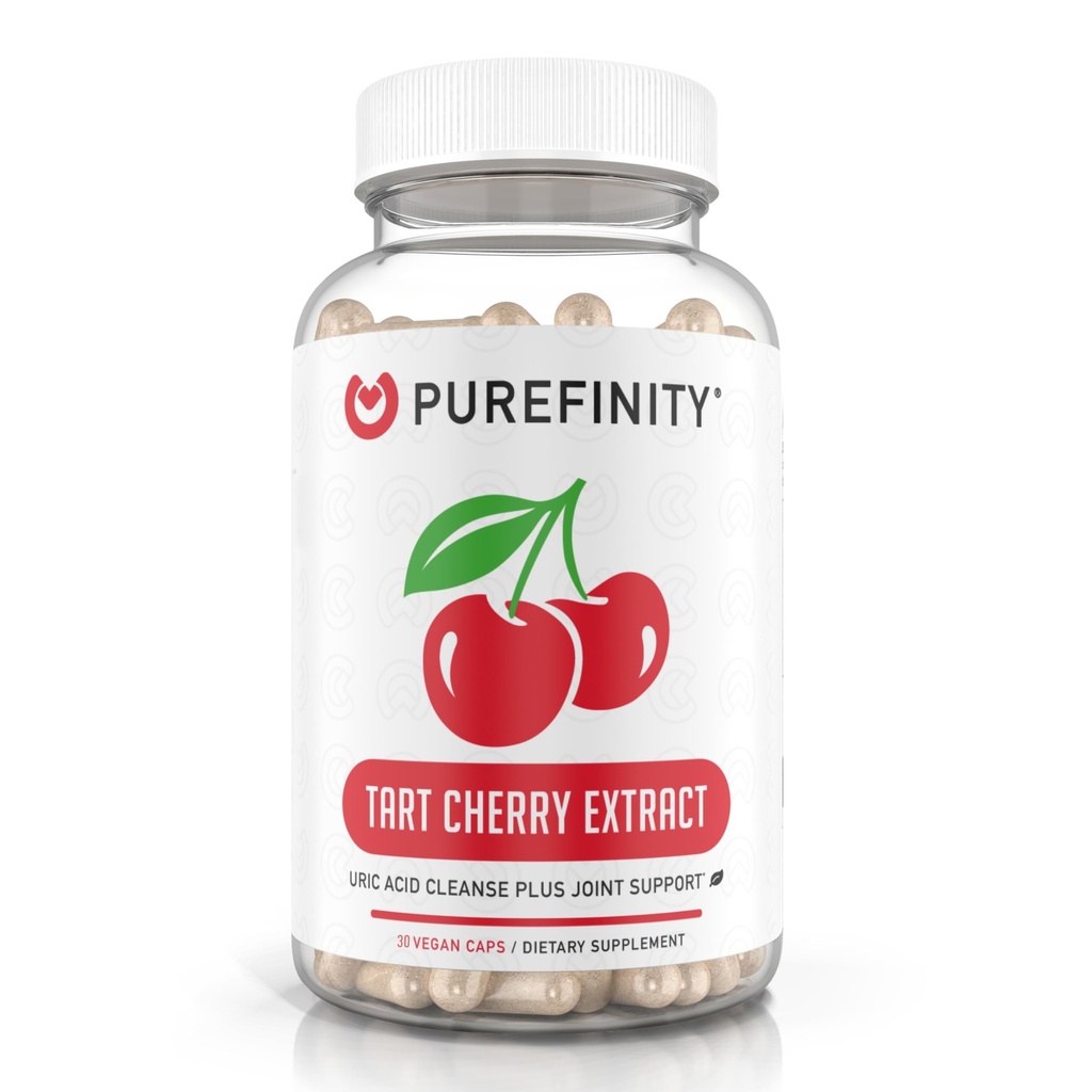 PUREFINITY Tartチェリーカプセル - 生のエキス、非GMO、グルテンフリー、ビーガン - 30カウント(1ヶ月の供給)と共同&筋肉の快適さをサポートする尿酸フラッシュ&クレンジング