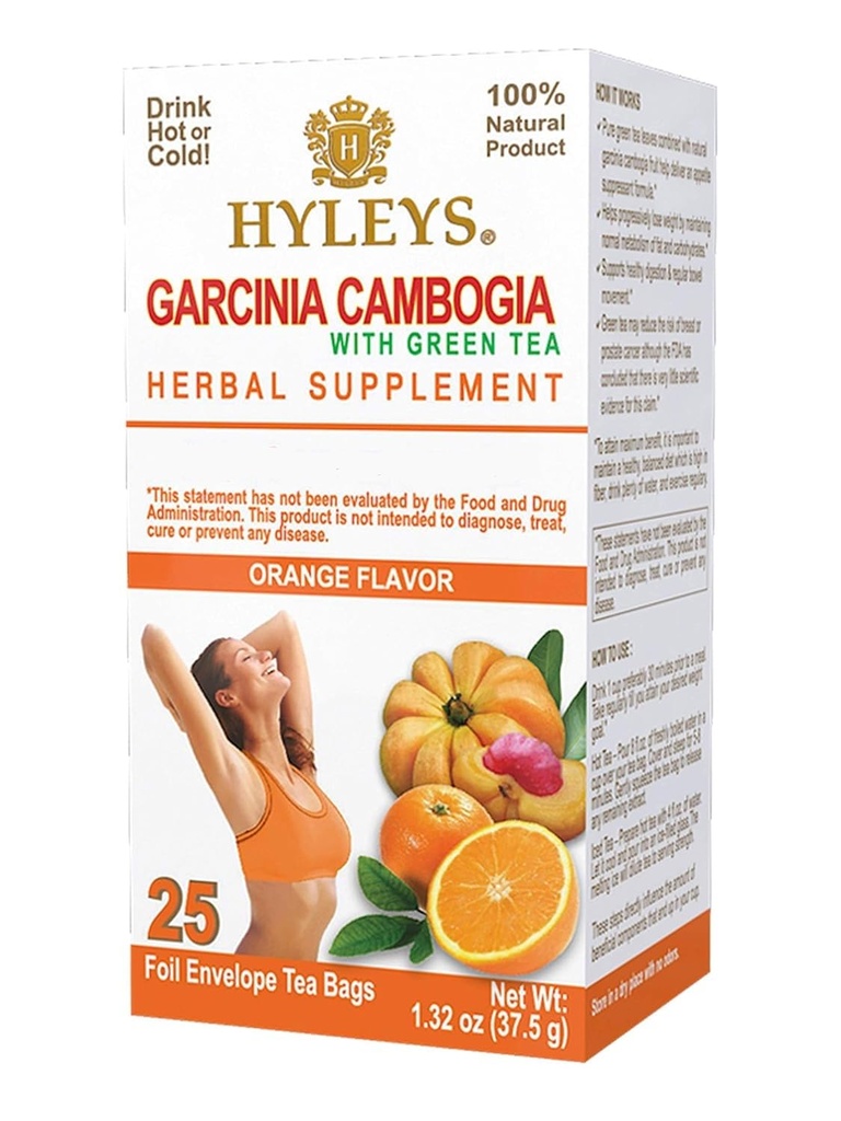 HYLEYSのオレンジ味の茶 Garcinia のカンボジアの緑茶 - 25 のティー・バッグ