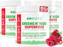 GOBIOTIXスーパーグリーンとレッドパウダー - 赤と緑のスーパーフード - プロバイオティックサプリメント - 消化酵素とビートルートパウダー - 有機食品栄養補助食品(ポンラズベリー、3パック)