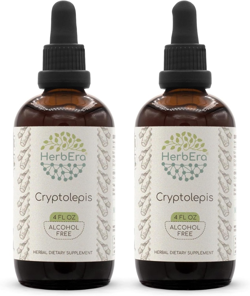 HerbEra Cryptolepis B120(2pcs) アルコールフリーハーブエキスチンチャー、超濃縮ワイルドクラフトクリプトレープ(Cryptolepis Sanguinolenta)ドライルート(2x4 fl oz)