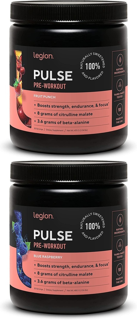 LEGIONの脈拍のプレワークアウトの補足-エネルギー、クレアチンを後押しするすべての自然なニトリクシドのプレワークアウトの飲み物は、自然に甘く、ベータ アラン、クエントルリン、アルファGPC (フルーツのパンチ及び青いラズベリー)を飲みます