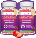 2 Pack Creatine Monohydrate Gummies for Women & Men, Sugar Free Vegan Creatine Supplement for Build Muscles, Increase Energy & Strength, Natural Strawberry Flavor, 120 Count