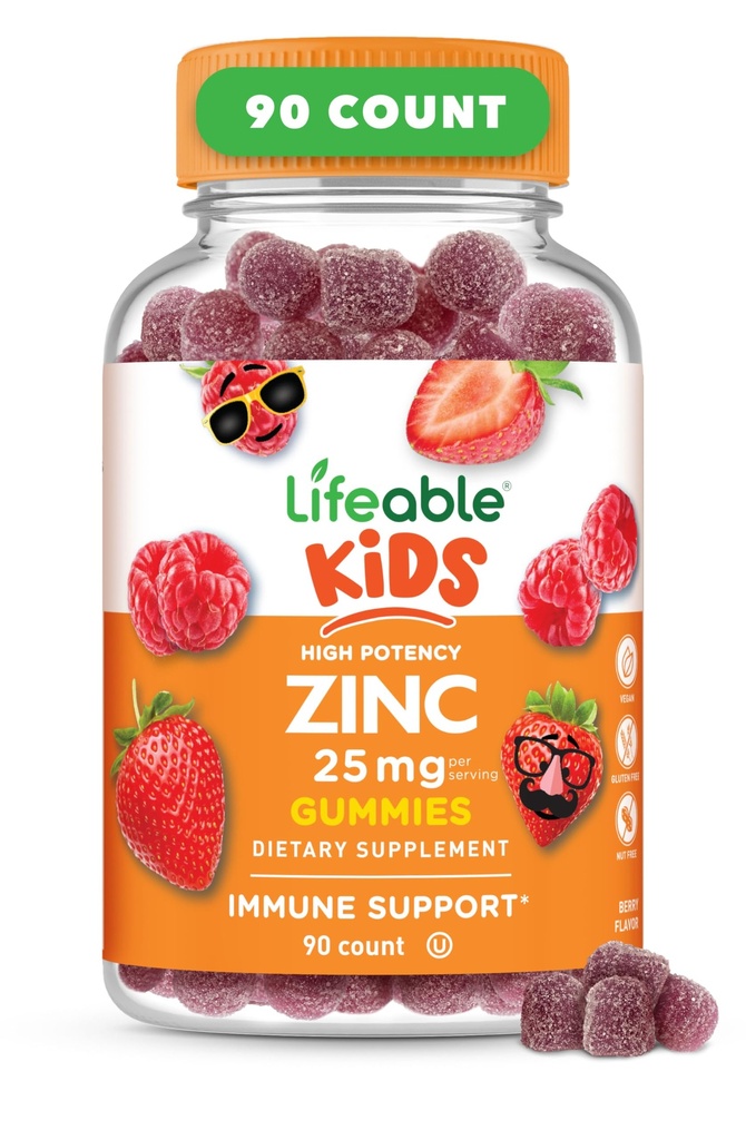 子供のための生みやすい亜鉛 | 25mg | 天然風味亜鉛グミ | グルテンフリーベジタリアン非GMO亜鉛サプリメント | 免疫サポート用キッズ亜鉛 | 90グミ