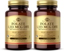 Solgar Folate 1,333 mcg DFE (Metafolin 800 mcg) - 100錠、2のパック - プレナタルビタミン - 非GMO、グルテンフリー、乳製品無料、コシャ - 200トータルサービング
