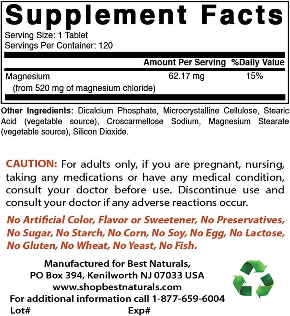 マグネシウム塩化物520のmg及びセレン200のmcg