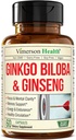 アジア人参とGinkgo Bilobaサプリメント - Panax Ginsengエキス700mg + Ginko Biloba 720mg - 記憶、焦点、および持続エネルギーのための向知性脳サプリメント - 60 簡単に飲み込むカプセル