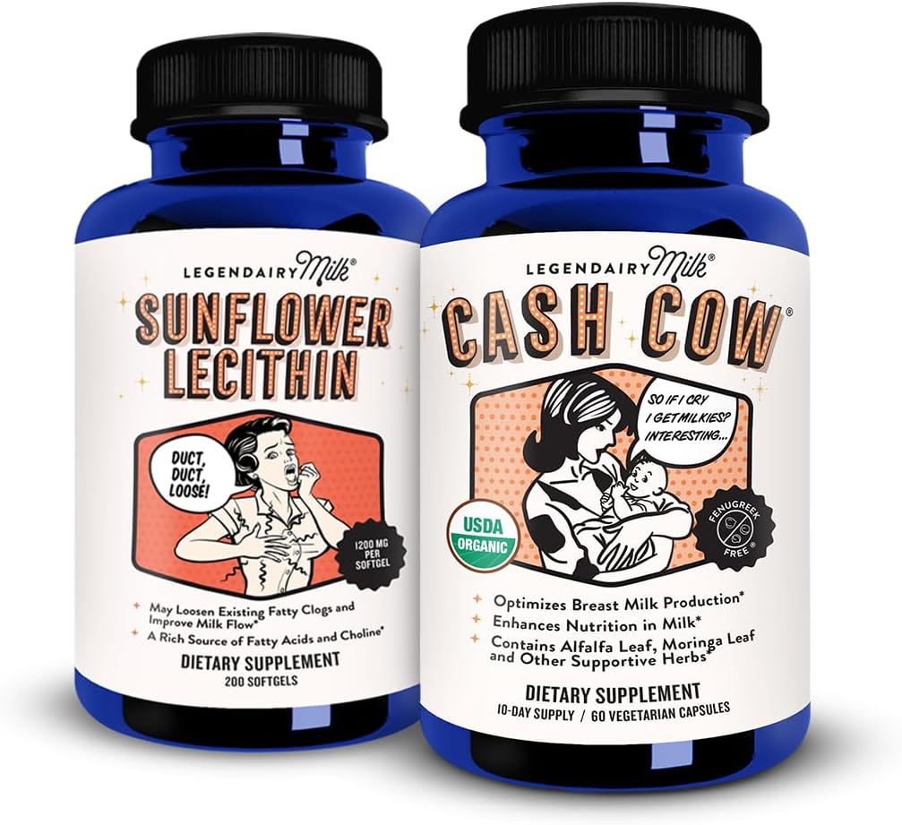 Legendairy Milk Sunflower Lecithin + Cash Cow, Breastfeeding Supplements for Milk Supply Increase and Clogged Milk Ducts - Lactation Support for Breast Milk Production, Fenugreek Free