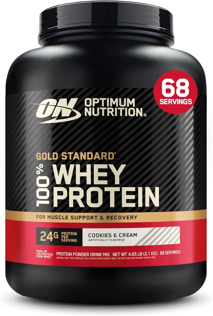 Optimum Nutrition Gold Standard 100% Whey Protein Powder, Cookies & Cream, 5 Pound (Packaging May Vary)