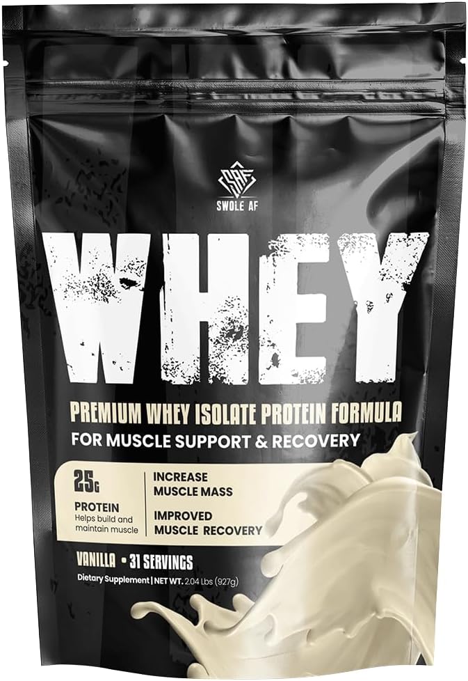Swole AF Whey Isolate Protein Formula Powder | マッスルサポート&リカバリ | サプリメント | 25G Protein 31 サービング | バニラ