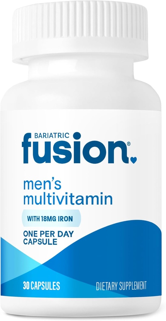 Bariatric Fusion One Per Day Bariatric Multivitamin with Iron for Men | with Prostate and Heart Support Vitamins* | Gastric Bypass and Sleeve Gastrectomy | 30 Capsules | 1 Month Supply