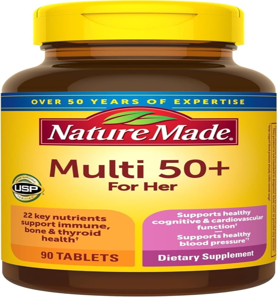 自然はビタミンD、毎日の栄養サポートのための90の計算が付いている女性のMultivitamin 50+のタブレットを作りました