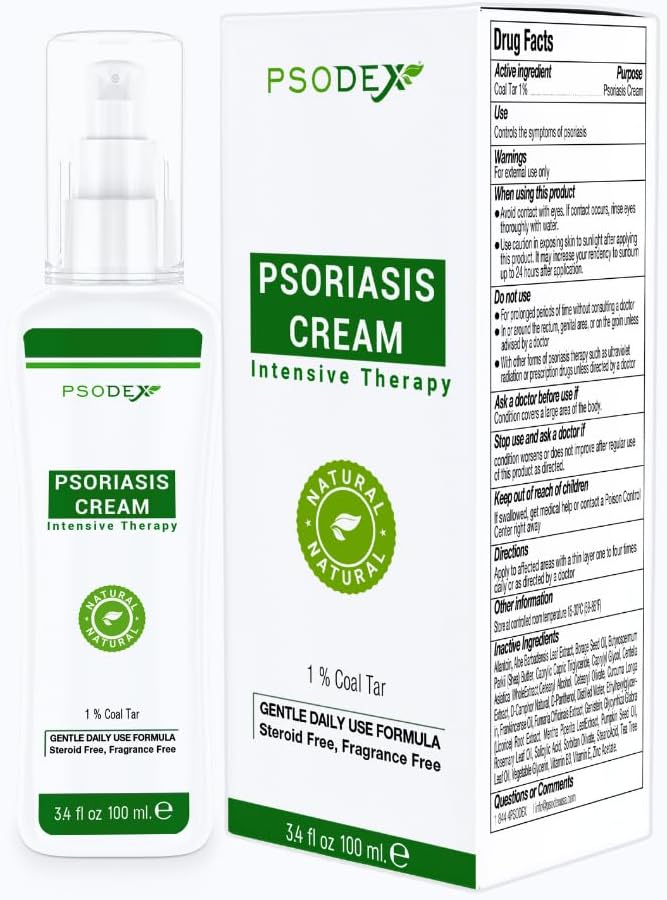 PSODEX Psoriasisクリーム - 3.4 fl oz コールタール、サリチル酸、ティーツリーオイル、アロエベラ - オールナチュラル成分 - 癒しと保湿コールタール乾癬クリーム