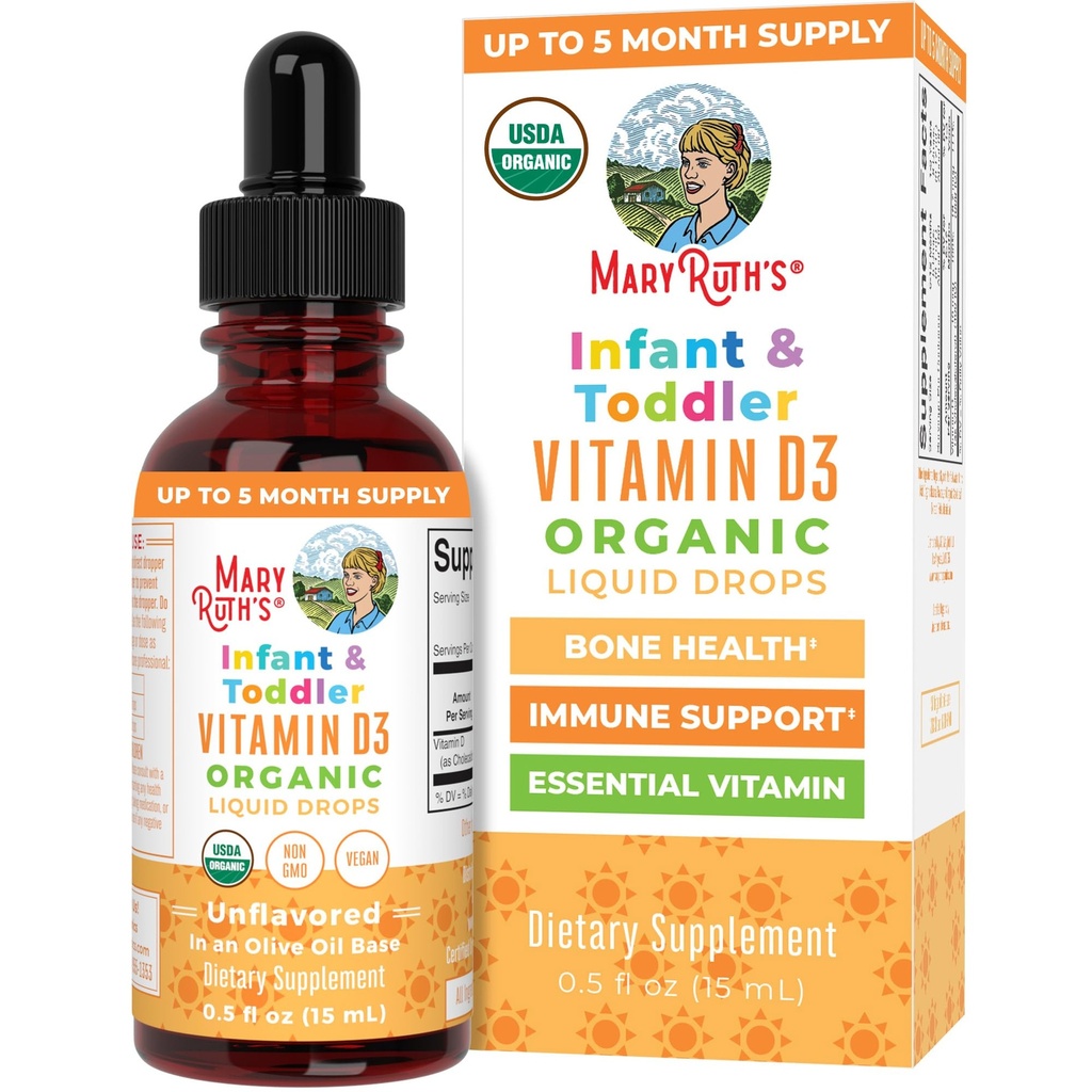 MaryRuth Organic USDA Organic Vitamin D Drops | ビタミンD3 液体 | 砂糖無料 | ビタミンDドロップ 乳児・乳幼児の免疫サポート | VIT D3 | グルテンフリー | GMO | ノンGMO | 90-150 サービング